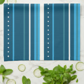 色数々の色の青ストライプ色 キッチンタオル (折り畳み)