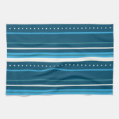 色数々の色の青ストライプ色 キッチンタオル (横)