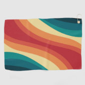 色数々の色レトロスタイル波デザイン ゴルフタオル (横)