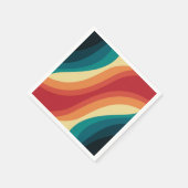 色数々の色レトロスタイル波デザイン スタンダードカクテルナプキン (角)