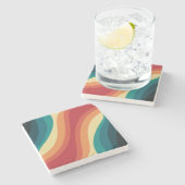 色数々の色レトロスタイル波デザイン ストーンコースター (横)
