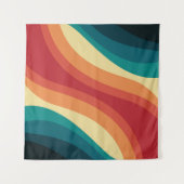 色数々の色レトロスタイル波デザイン タペストリー (正面(横))