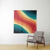 色数々の色レトロスタイル波デザイン タペストリー (インサイチュ(横))