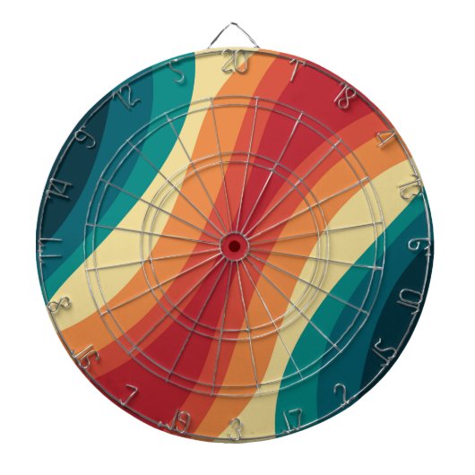 色数々の色レトロスタイル波デザイン ダーツボード (正面)