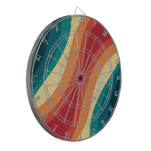 色数々の色レトロスタイル波デザイン ダーツボード (正面左)