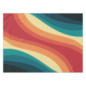 色数々の色レトロスタイル波デザイン テーブルクロス (正面(横))