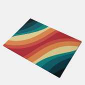 色数々の色レトロスタイル波デザイン ドアマット (アングル)