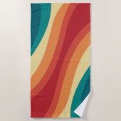 色数々の色レトロスタイル波デザイン ビーチタオル (正面)