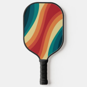 色数々の色レトロスタイル波デザイン ピックルボールラケット