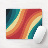 色数々の色レトロスタイル波デザイン マウスパッド (マウス)