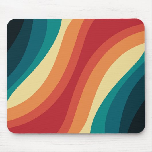 色数々の色レトロスタイル波デザイン マウスパッド (正面)