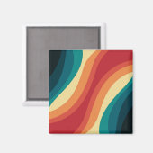 色数々の色レトロスタイル波デザイン マグネット (正面/裏面)