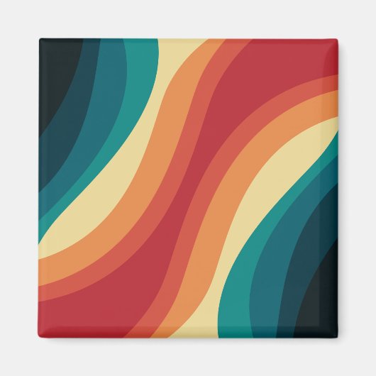 色数々の色レトロスタイル波デザイン マグネット (正面)