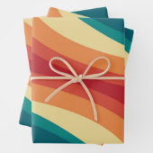 色数々の色レトロスタイル波デザイン ラッピングペーパーシート (インサイチュ)