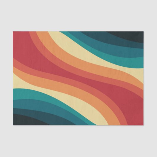 色数々の色レトロスタイル波デザイン 薄葉紙 (正面)