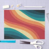 色数々の色レトロスタイル波デザイン 薄葉紙 (クラフト)