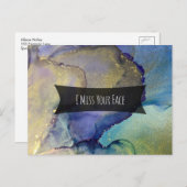 色数々の色&金ゴールドアルコールインクイ恋しく思ズユーの顔 ポストカード (正面/裏面)