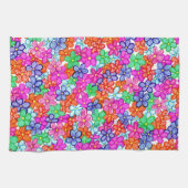 色数々の花フローライラストレーション模様 キッチンタオル (横)