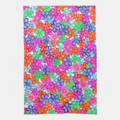 色数々の花フローライラストレーション模様 キッチンタオル (縦)