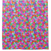 色数々の花フローライラストレーション模様 シャワーカーテン (正面)