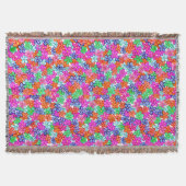 色数々の花フローライラストレーション模様 スローブランケット (正面)