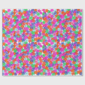 色数々の花フローライラストレーション模様 ラッピングペーパー (フラット)