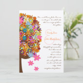 色数々の花ラブツリー結婚式招待状 招待状 (スタンド正面)