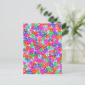 色数々の花手描き花柄 ポストカード (スタンド正面)