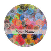 色数々の花柄 カッティングボード (正面)