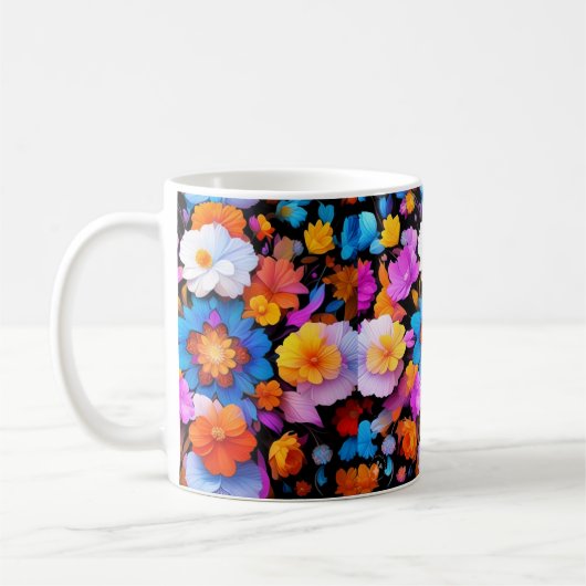 色数々の花柄 コーヒーマグカップ (左)