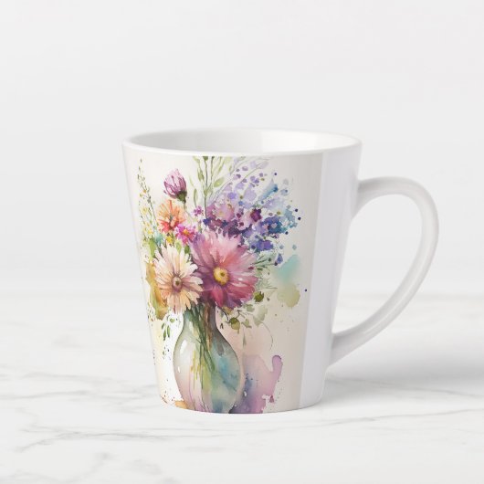 色数々の花模様#7 カフェラテマグ (右)