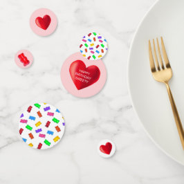 色数々の菓子とハート コンフェッティ