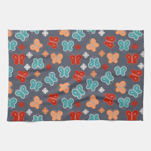 色数々の蝶 キッチンタオル (横)