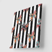 色数々の蝶 スクエア壁時計 (傾斜)