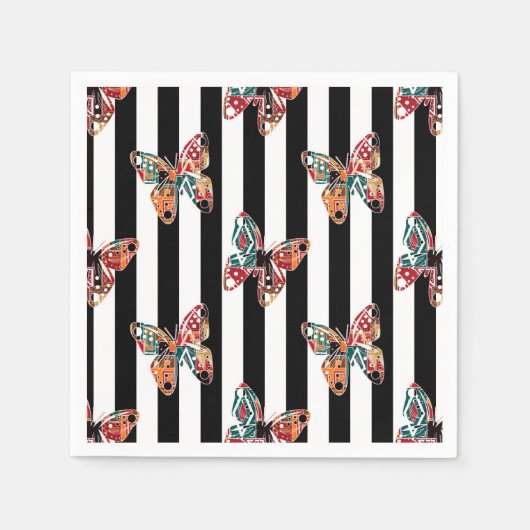 色数々の蝶 スタンダードカクテルナプキン (正面)