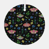 色数々の蝶：明るいシームレスなパターン ガラスオーナメント (裏面)