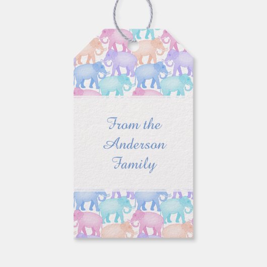色数々の象赤ちゃんシャワー子誕生日 ギフトタグ (裏面)