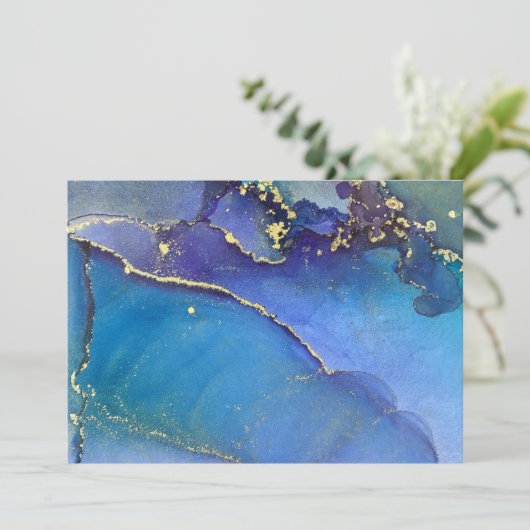 色数々の金ゴールドアルコールインク抽象芸術カ空白のード サンキューカード (スタンド正面)