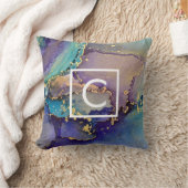 色数々の金ゴールドアルコールインク液アートモノグラム クッション (ブランケット)