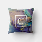 色数々の金ゴールドアルコールインク液アートモノグラム クッション (裏面)