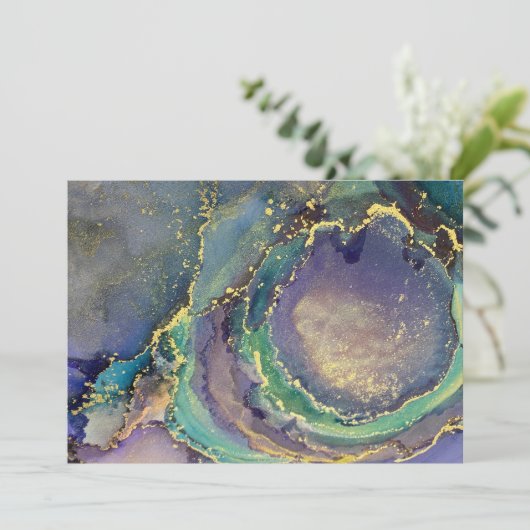 色数々の金ゴールドアルコールインク液体抽象芸術アート (スタンド正面)