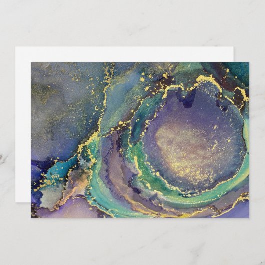 色数々の金ゴールドアルコールインク液体抽象芸術アート (正面/裏面)