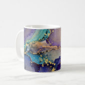 色数々の金ゴールドアルコールインク液体抽象芸術アート コーヒーマグカップ (正面左)
