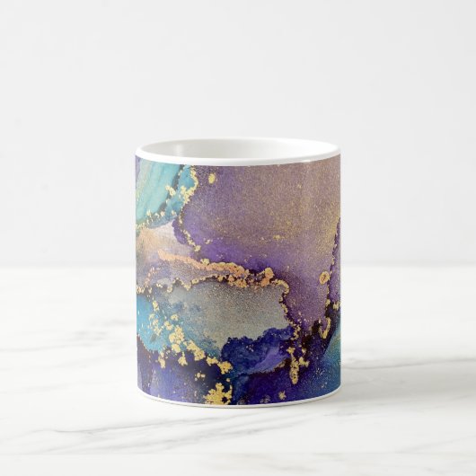 色数々の金ゴールドアルコールインク液体抽象芸術アート コーヒーマグカップ (中央)