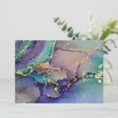 色数々の金ゴールドアルコールインク液体抽象芸術アート サンキューカード (スタンド正面)