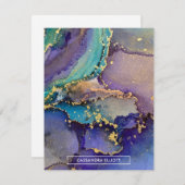 色数々の金ゴールドアルコールインク液体抽象芸術アート ノートカード (正面/裏面)