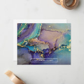 色数々の金ゴールドアルコールインク液体抽象芸術アート ノートカード (正面/裏面インサイチュ)