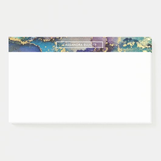 色数々の金ゴールドアルコールインク液体抽象芸術アート ポストイット (正面)