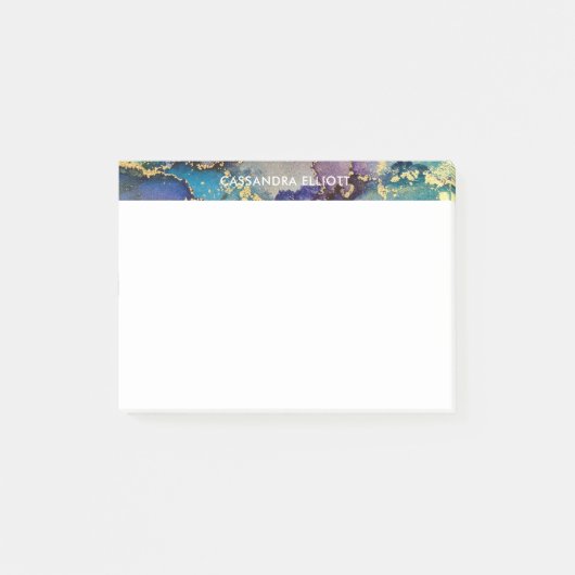 色数々の金ゴールドアルコールインク液体抽象芸術アート ポストイット (正面)