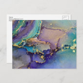 色数々の金ゴールドアルコールインク液体抽象芸術アート ポストカード (正面/裏面)